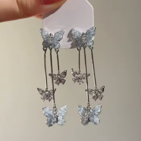 Sterling Silver Butterfly Dangle Earrings - Picture 1 of 1